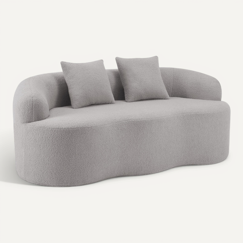 Canapé Compressé 2 Places Gris Clair Au Design Ondulé Pour Salon Ou Chambre