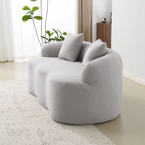 Canapé Compressé 2 Places Gris Clair Au Design Ondulé Pour Salon Ou Chambre