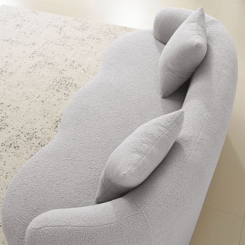 Canapé Compressé 2 Places Gris Clair Au Design Ondulé Pour Salon Ou Chambre