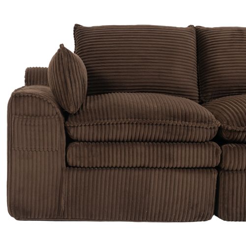Canapé Compressé 2 Places En Velours Côtelé Brun 191 X 94 X 85 Cm Pour Salon