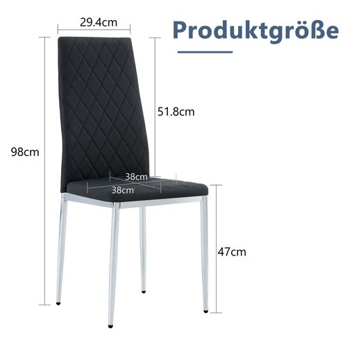 Lot De 4 Chaises De Salle à Manger Noires à Motif Losange Avec Pieds En Métal