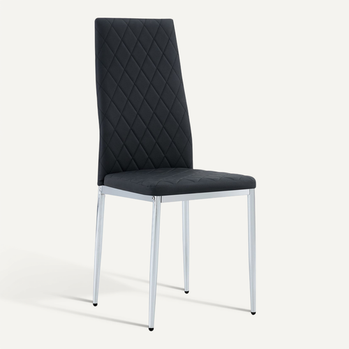 Lot De 4 Chaises De Salle à Manger Noires à Motif Losange Avec Pieds En Métal