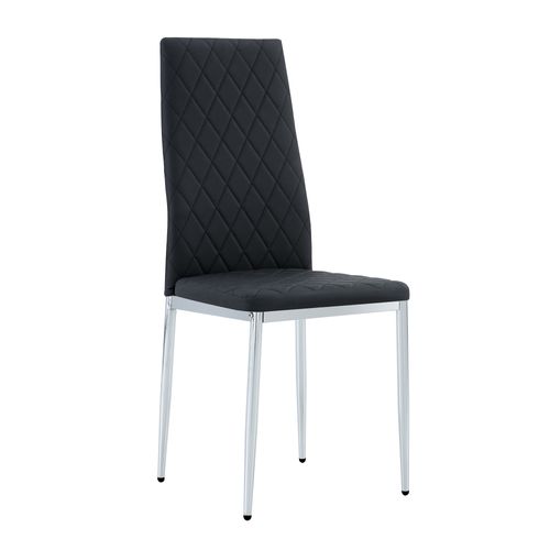 Lot De 4 Chaises De Salle à Manger Noires à Motif Losange Avec Pieds En Métal