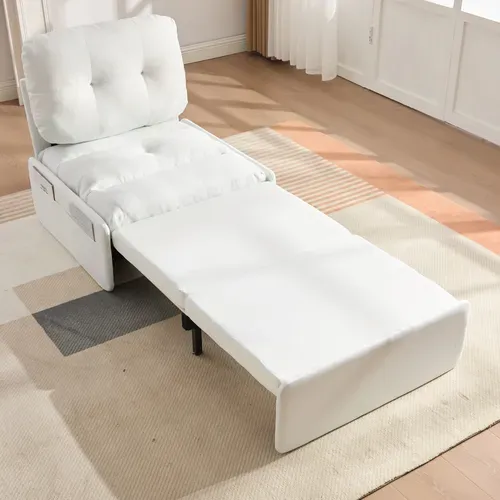 Fauteuil Convertible Blanc 2-en-1 81,5 X 195 Cm Pour Petit Espace