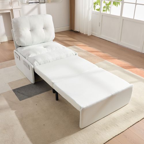 Fauteuil Convertible Blanc 2-en-1 81,5 X 195 Cm Pour Petit Espace