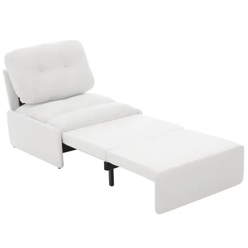 Fauteuil Convertible Blanc 2-en-1 81,5 X 195 Cm Pour Petit Espace