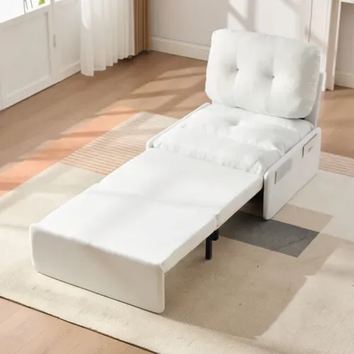 Fauteuil Convertible Blanc 2-en-1 81,5 X 195 Cm Pour Petit Espace