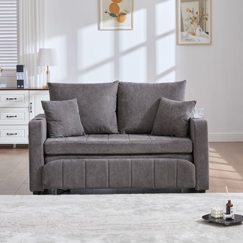 Canapé Compressé Convertible Gris 139 X 83 Cm Pour Petit Espace