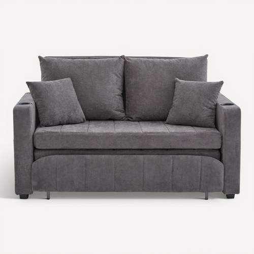 Canapé Compressé Convertible Gris 139 X 83 Cm Pour Petit Espace