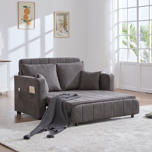 Canapé Compressé Convertible Gris 139 X 83 Cm Pour Petit Espace