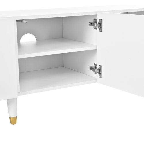 Meuble TV Blanc 180 Cm à 4 Portes Avec Rangement Pour Salon