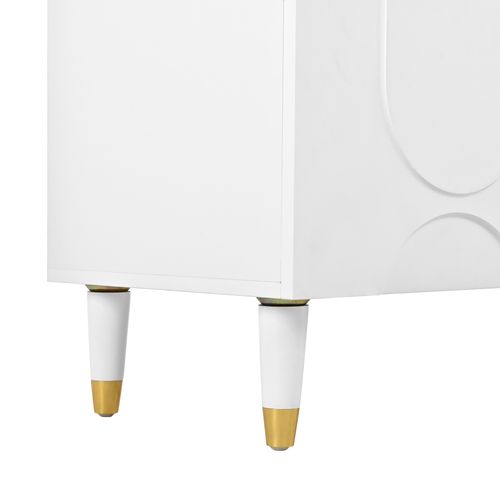 Meuble TV Blanc 180 Cm à 4 Portes Avec Rangement Pour Salon