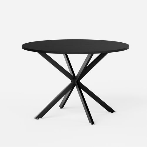 Table Ronde Noire 120 Cm Avec Piètement En X Pour Cuisine Et Salle à Manger