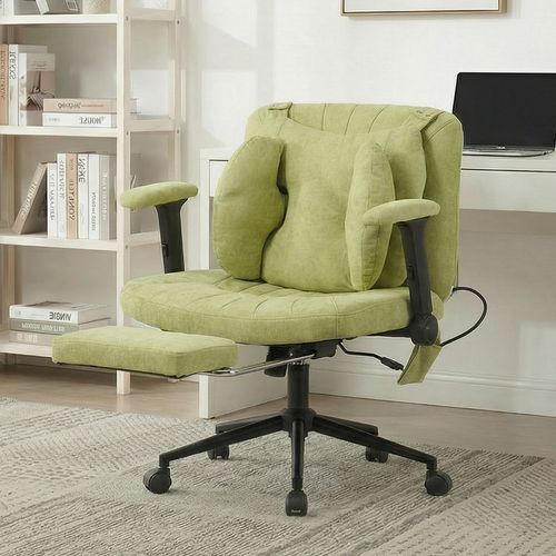 Chaise de bureau Pivotant Réglable Assise Large Avec Repose-Pieds Soutien Lombaire Vert