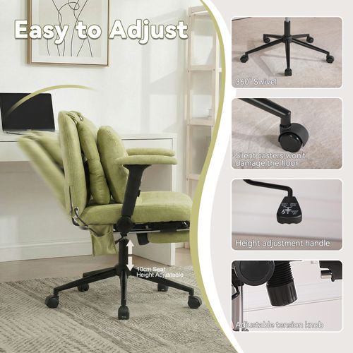 Chaise de bureau Pivotant Réglable Assise Large Avec Repose-Pieds Soutien Lombaire Vert