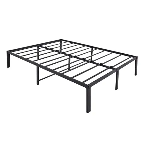 Lit 120x200 En Métal Avec Rangement Sous Lit, Structure Stable Sans Sommier Pour 2 Personnes, Noir
