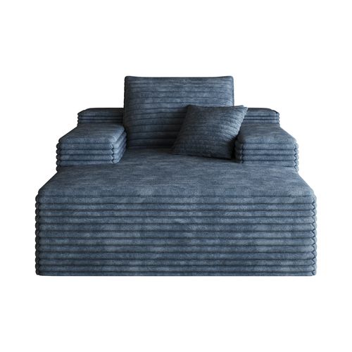 Canapé Chaise Longue Compressé 115x159 Cm En Corduroy,assise Profonde,bleu