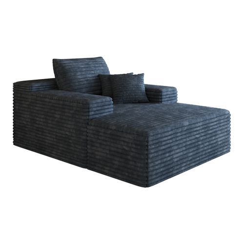 Canapé Chaise Longue Compressé 115x159 Cm En Corduroy,assise Profonde,bleu