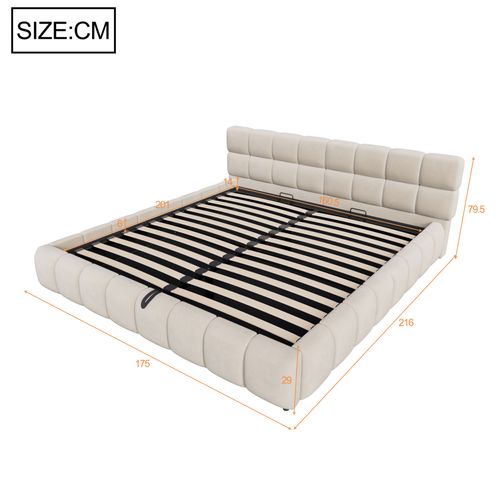 Lit Coffre 160x200 Cm Avec LED, Tête De Lit Rembourrée, Structure À ...