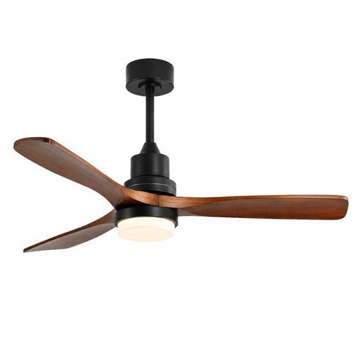 Ventilateur De Plafond 132 Cm Avec Lumière Télécommande Métal Bois Noir