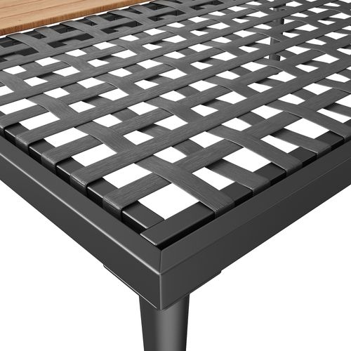 Lit De Jardin 150x140x30 Cm Convertible Modulable Métal Polyester Gris