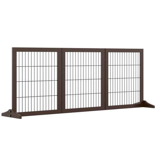 Barrière De Sécurité 185x36x71 Cm Pliable 3 Panneaux Contreplaqué Marron