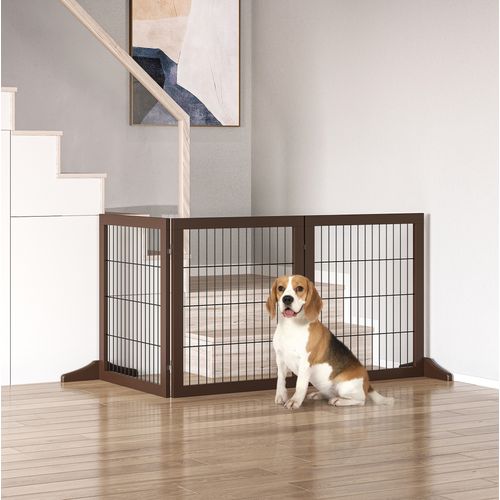 Barrière De Sécurité 185x36x71 Cm Pliable 3 Panneaux Contreplaqué Marron