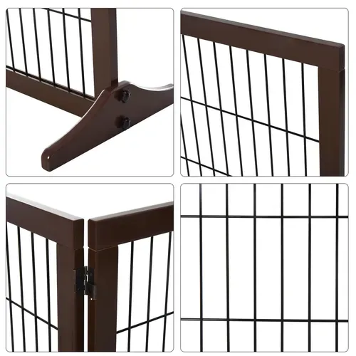 Barrière De Sécurité 185x36x71 Cm Pliable 3 Panneaux Contreplaqué Marron