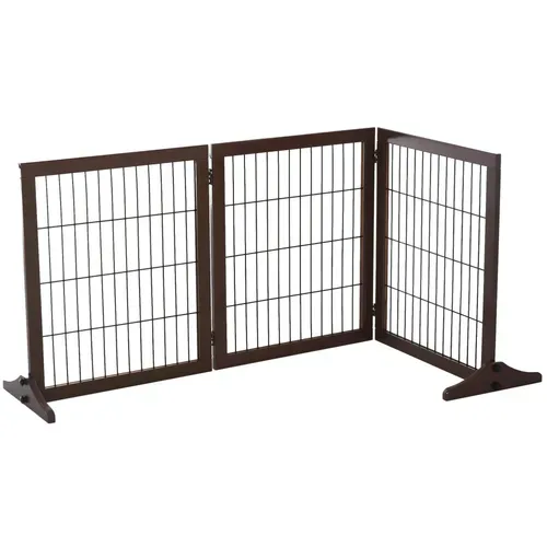 Barrière De Sécurité 185x36x71 Cm Pliable 3 Panneaux Contreplaqué Marron