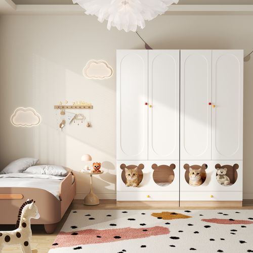Armoire 80x50x200 Cm Niche Pour Chat Mdf Blanc Couleur Naturelle