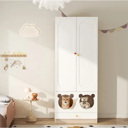 Armoire 80x50x200 Cm Niche Pour Chat Mdf Blanc Couleur Naturelle