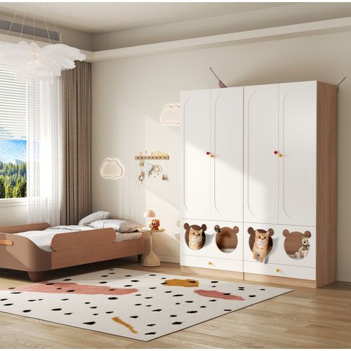 Armoire 80x50x200 Cm Niche Pour Chat Mdf Blanc Couleur Naturelle