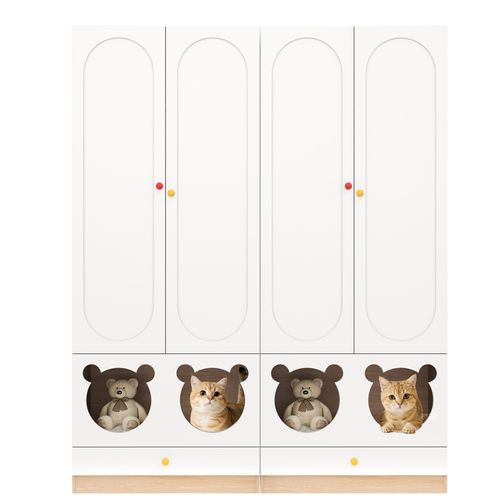 Armoire 80x50x200 Cm Niche Pour Chat Mdf Blanc Couleur Naturelle