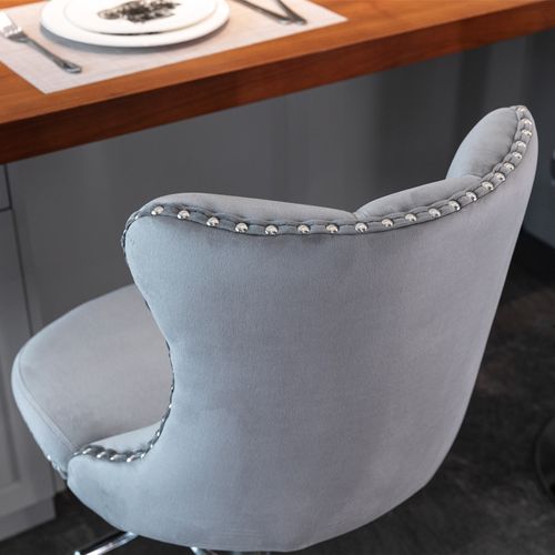 Lot 2 Tabourets De Bar Pivotant, Hauteur Réglable Dossier Ergonomique Velours Gris
