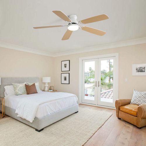 Ventilateur De Plafond 132 Cm Avec LED Dimmable Mdf Blanc Mat