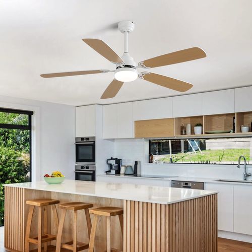 Ventilateur De Plafond 132 Cm Avec LED Dimmable Mdf Blanc Mat