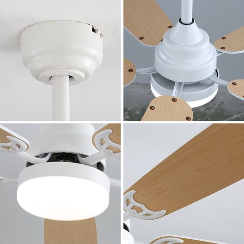 Ventilateur De Plafond 132 Cm Avec LED Dimmable Mdf Blanc Mat