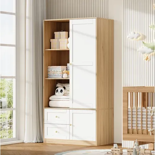 Armoire Coulissante 90x50x180 Cm Gain De Place Mdf Blanc Couleur Naturelle