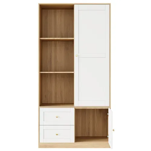Armoire Coulissante 90x50x180 Cm Gain De Place Mdf Blanc Couleur Naturelle