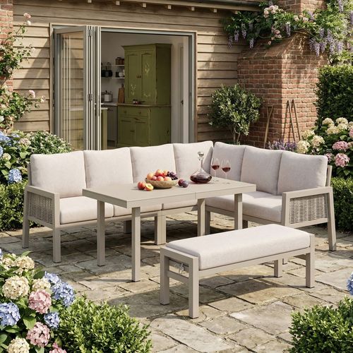 Salon De Jardin 8 Places, Repas Et Détente, Acier Polyester Kaki