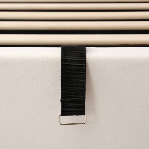 Lit Coffre 140x190 Cm, Rangement Hydraulique Et Matelas Intégré, Velours Beige
