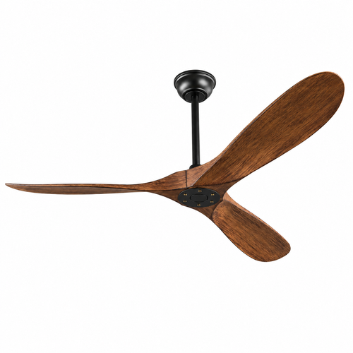 Ventilateur De Plafond Sans Lumière, Moteur Réversible Abs Noir Noyer Foncé