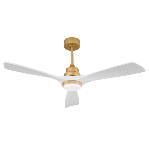 Ventilateur De Plafond, Lumière Et Télécommande, Métal Bois Blanc Et Doré
