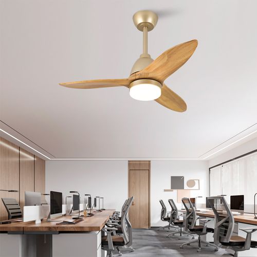 Ventilateur De Plafond LED 3 Températures, Réversible Bois Naturel