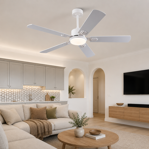 Ventilateur Plafond, LED Réglable Et Télécommande, Bois Blanc Naturel