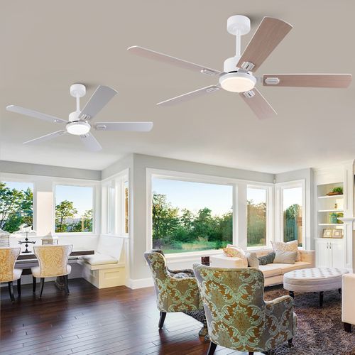 Ventilateur Plafond, LED Réglable Et Télécommande, Bois Blanc Naturel