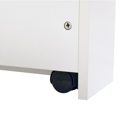 Îlot Cuisine Table Bar Blanc Plateau Agrandissable Nombreux Espaces De Stockage Pratique