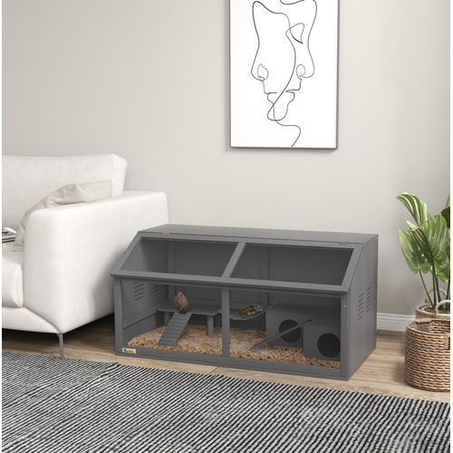 Cage Pour Rongeur 100 X 52 X 50 Cm Avec Plateforme Gris Foncé