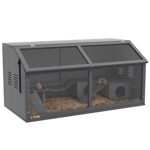 Cage Pour Rongeur 100 X 52 X 50 Cm Avec Plateforme Gris Foncé