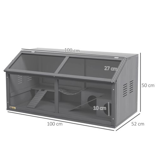 Cage Pour Rongeur 100 X 52 X 50 Cm Avec Plateforme Gris Foncé